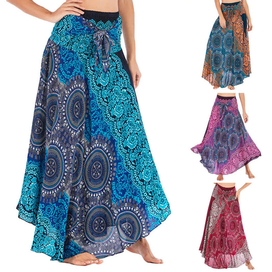 Long Boho Flowers Gypsy Skirt - Bohemian Hippie Maxi Summer Skirt